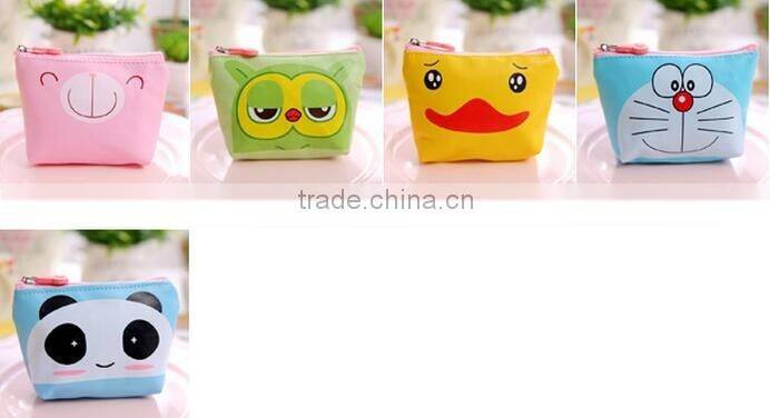 Hot sale fashion PU leather Zipper cartoon animal printing pouch wallet fancy promotional gift plastic handbag euro coin purse