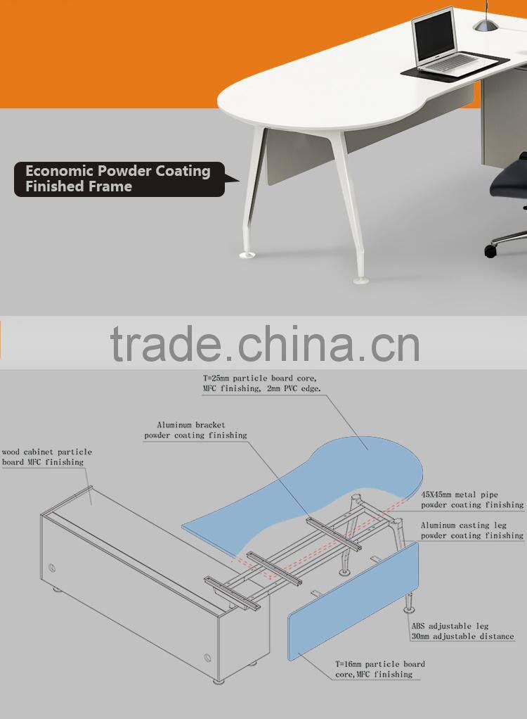 2016 Latest Deisgn CE&UL Certified Curved Office Desk