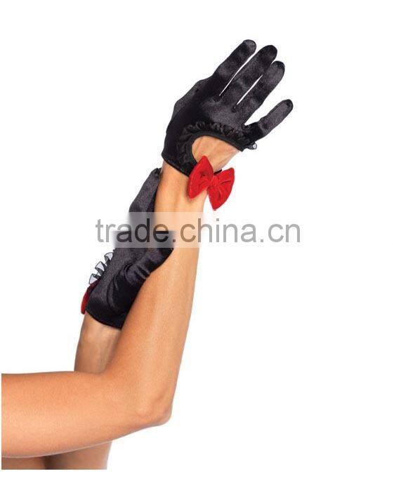 Sexy Cropped Satin Ruffle Gloves Accessory Women Short Gloves