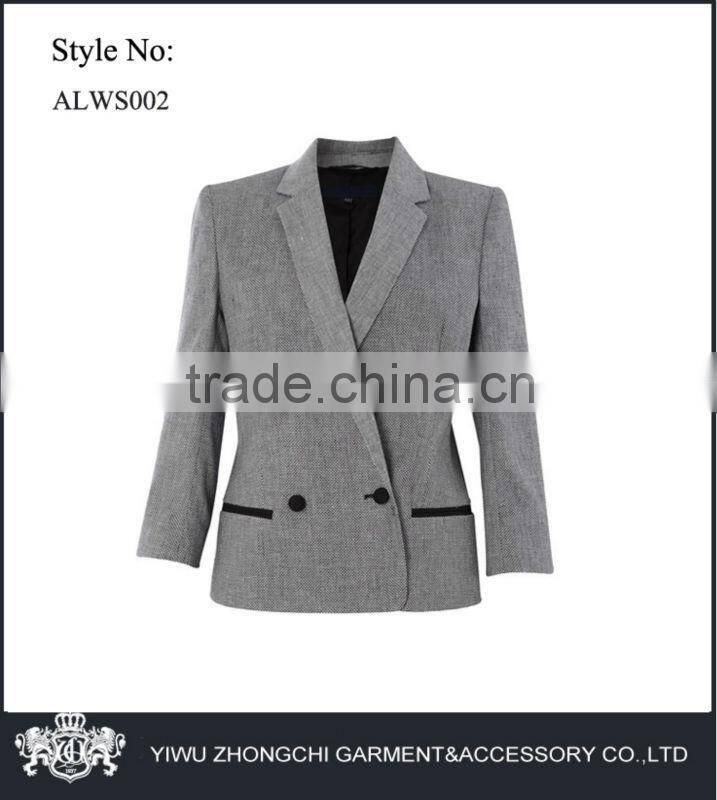 wool blend polyester wound pockets gray lady suit