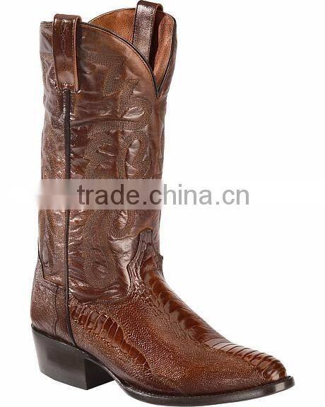 black cherry tan cowboy&cowgirl handmade genuine leather Western ostrich leg boots wholesale