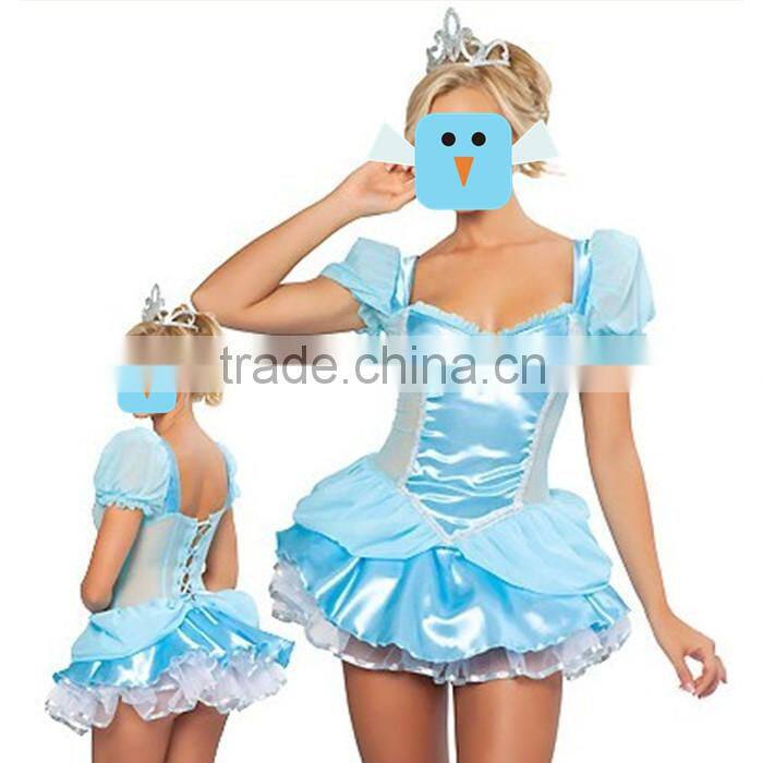 New fashion style sexy costumes for girls cute blue girls princess costumes hot short woman costume for club wholesale