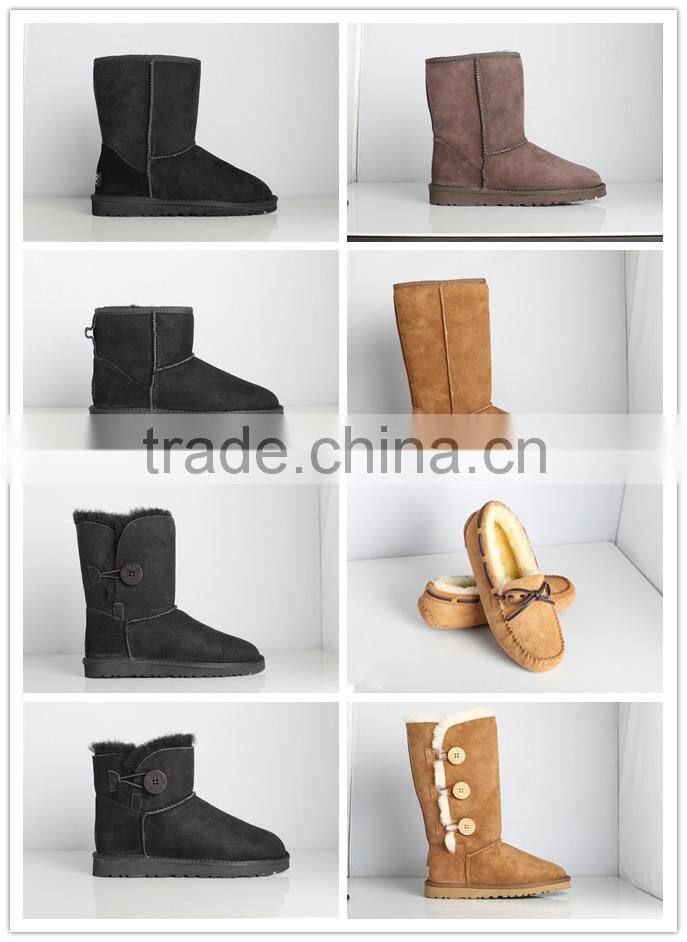 Top quality snow boots winter warm double face sheepskin boots for women long boots