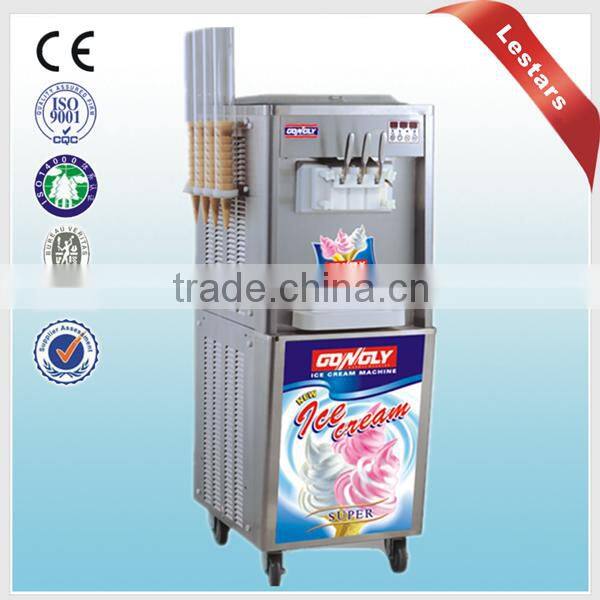 Soft ice cream machine /Double flat round pans fry roll ice cream machine