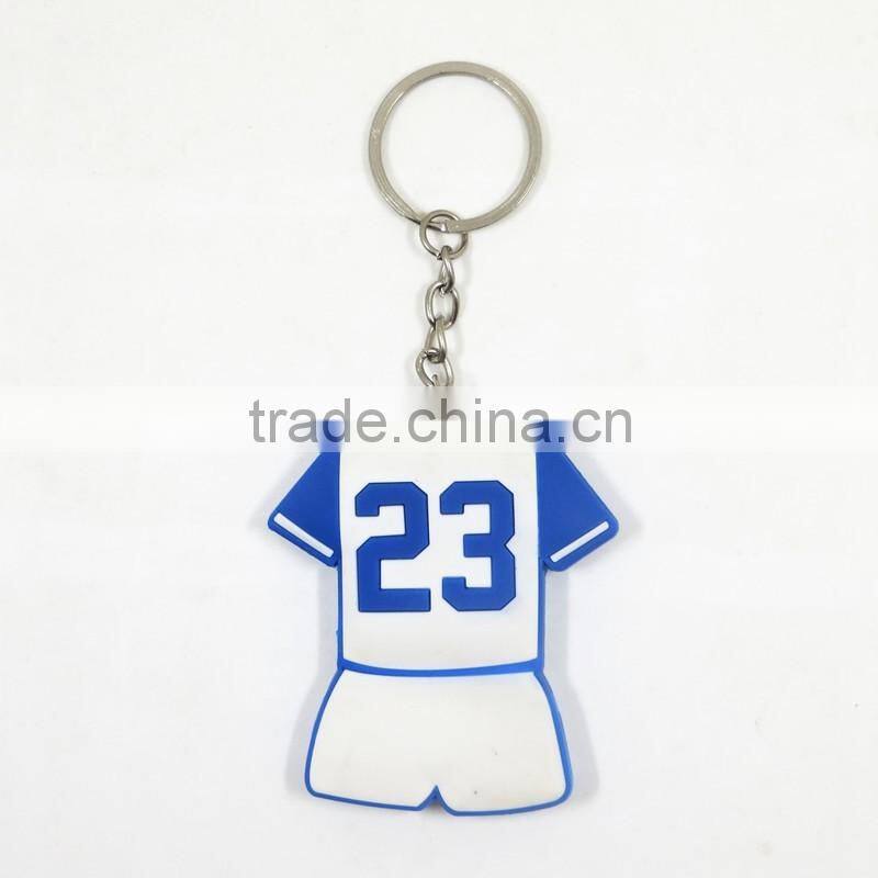 Yiwu Manre manufacturer custom pvc key ring jersey shaped rubber keychain souvenir keychain