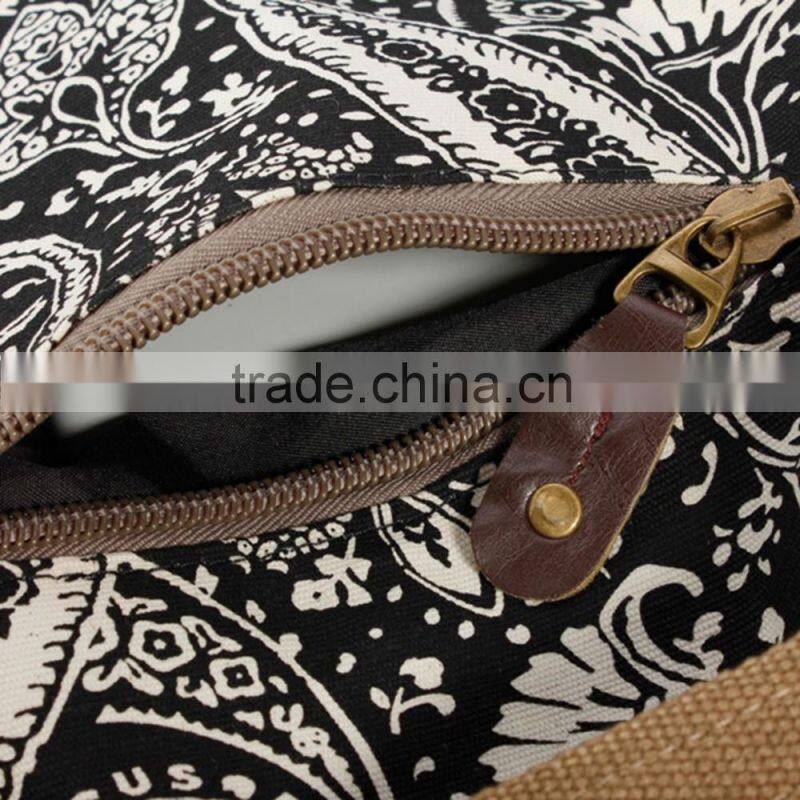 Vintage Women Canvas Leather Satchel Messenger Shoulder Handbag Shopper Bag Tote