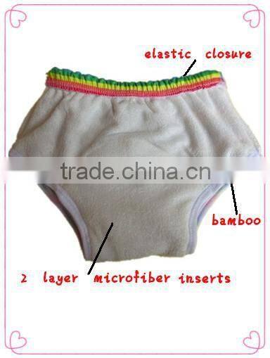 2016 popular!!!Cartoon printed color baby training pants with minky PUL outer layer and bamboo inner