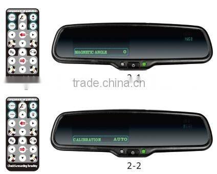4.3" car rearview mirror monitor with compass,temperature monitoring systems