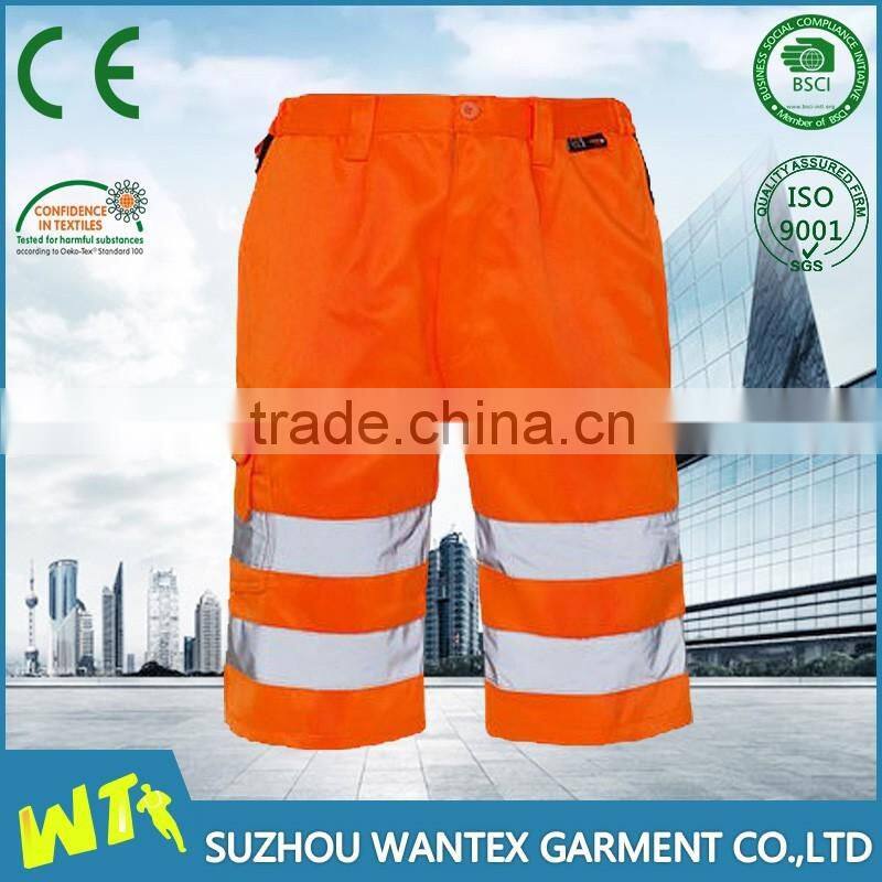 high quality TC working pants short summer reflective trousers fluo color safety road trousers