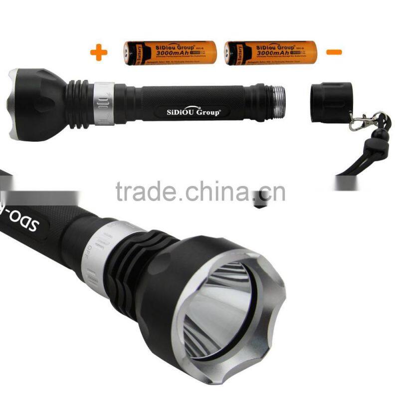 2000LM Super Bright XM-L L2 LED Waterproof Underwater Diving Flashlight Torch+2*18650 3000mAh Rechargeable Battery+Charger
