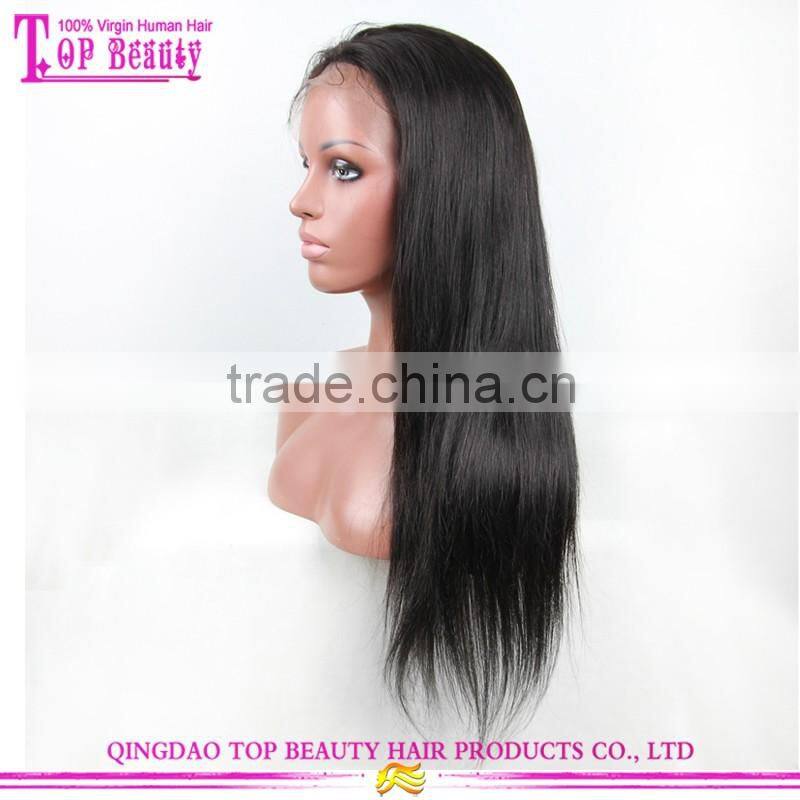 20 Inches Peruvian Hair Raw Unprocessed Virgin Lace Wig Large Stock Long Black Straight Hair Wig