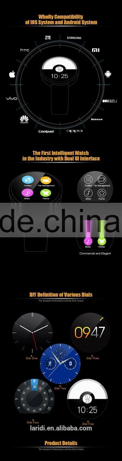 2015 New leather DM360 bluetooth smart watch for full hd 1080p porn sex video android and IOS support pedometer