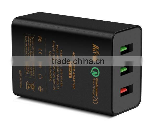 2016 Quick Charger for mobiles Certified with 3 USB ports Q19-5V6.8A