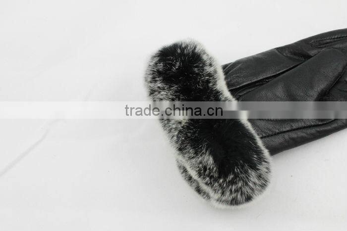 2015 new season special rex rabbit fur leather gloves for lady
