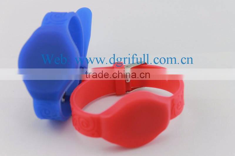 High Frequency HF justable RFID Silicone Wristband support Reading writing