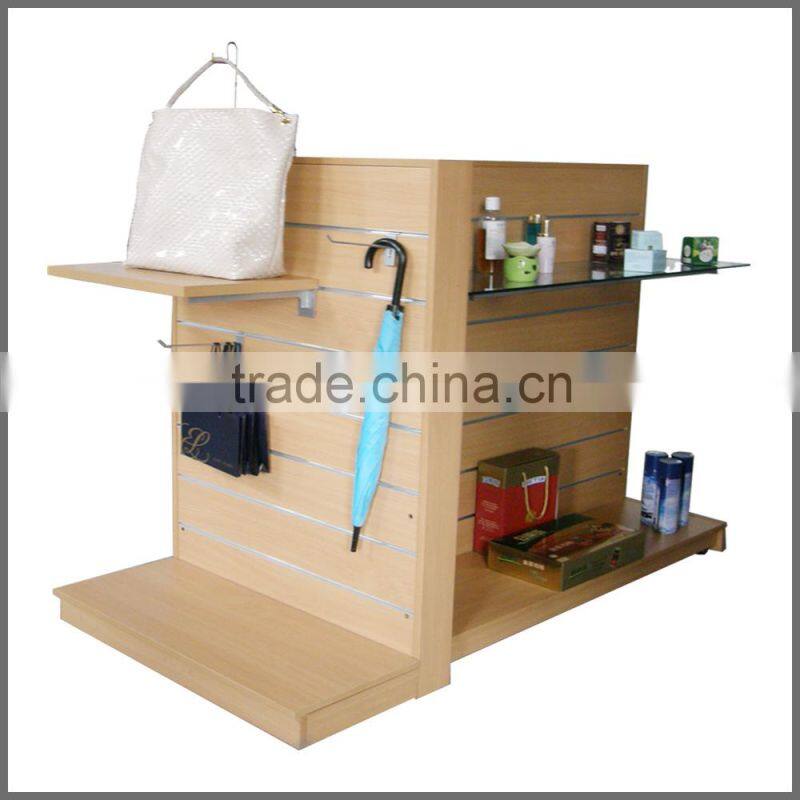 SSW-CW-101 MDF Slatwall Display Gondola Shelving for Supermarket, Store, etc China Furniture Manufacturer