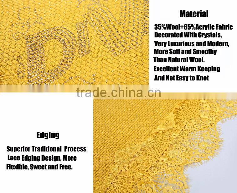 Cheap Price Gray Lace and Shiny Crystal Sequin Fashion Scarves for Women