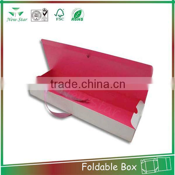 ribbon closure rigid gift paper foldable packaging box wholesale factory
