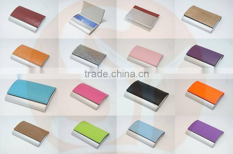 Concise design unisex gender black and brown PU leather credit name card holder with cheap price