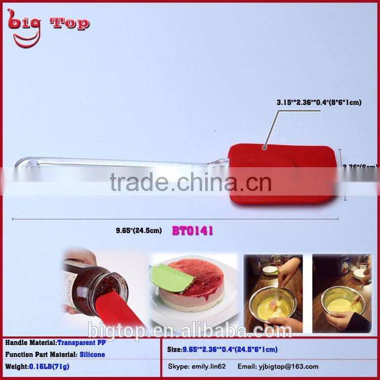 BT0141 New 10" Silicone Butter Scraper with Transparent PP Handle Long Handle Ice Scraper Cake Scraper Spatulas