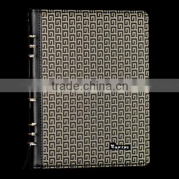 Leather ring bind hotel restaurant supplies menu cover 2014