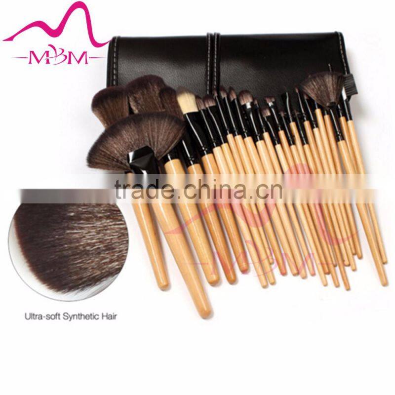 PU pouch good price professional makeup brush sets 24pcs cosmetic brush kit free sample
