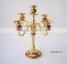 Gold Centerpieces/antique can delabra/5 Arm Gold Candleabra