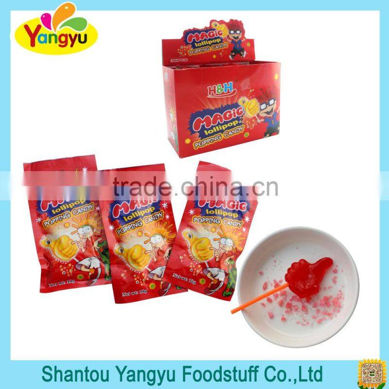 Magic lollipop with popping candy