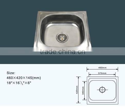 JZ-364 80x43 export Indonesia single bowl single tray stainless steel kitchen sink