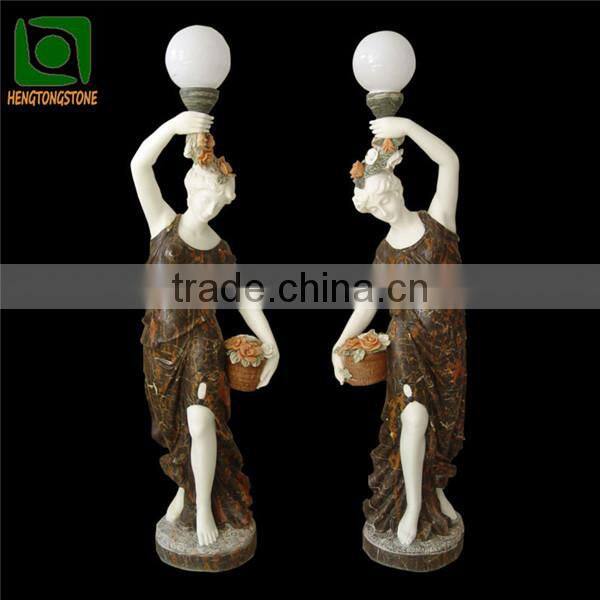 Garden Stone Lady Lamp Statue