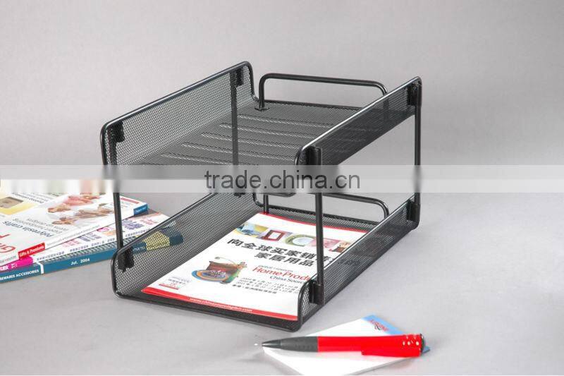 New Style Office Stationery Metal Wire Mesh 2-Tier Stacking Document Tray/Letter Tray/File Tray