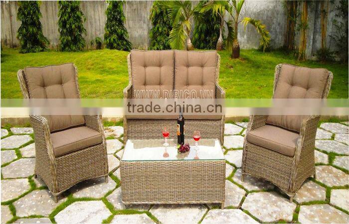 Gray Plastic Rattan Wicker Furniture Sofa Set