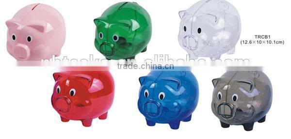 Plastic different colors piggy money bank/coin box