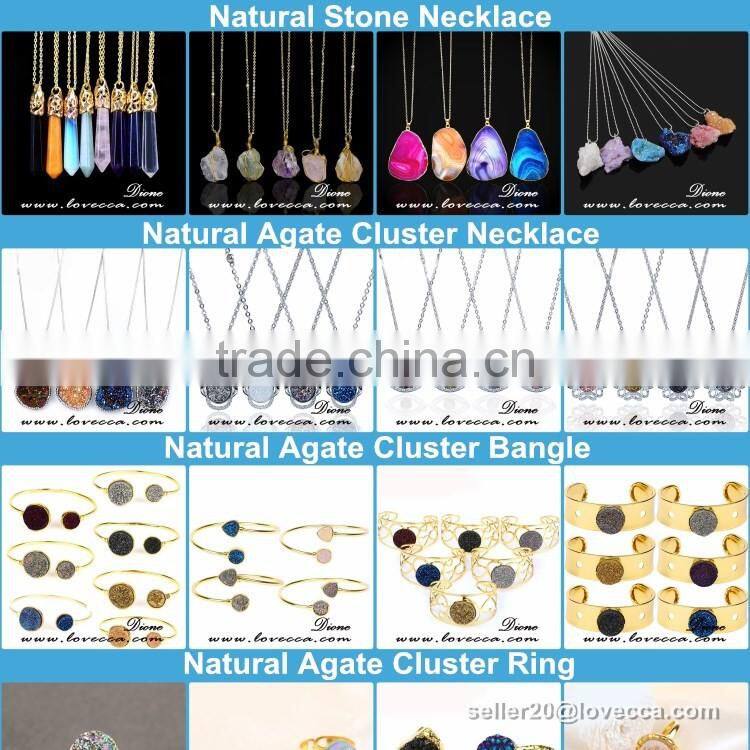 2017 Fashion Natural Crystal Quartz Stone Agate Druzy Triangle Pendant Drusy Druzy Pendant