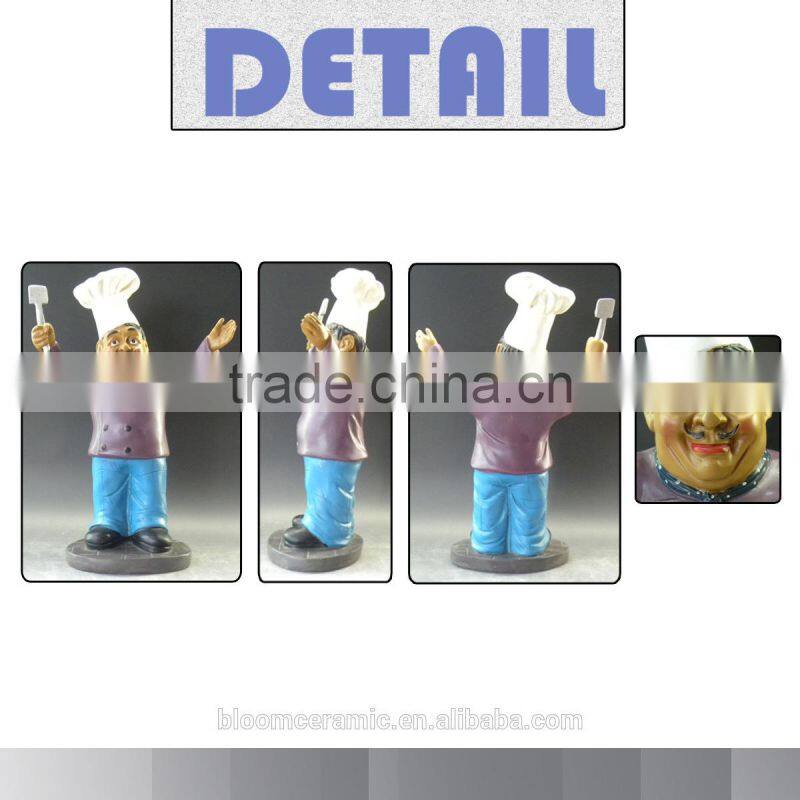 Factory wholesale resin chef figurines,restaurant decoration