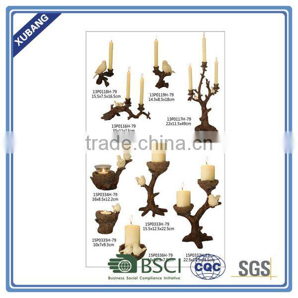 chinese poly resin wholesale best seller Bird and twig candle holder