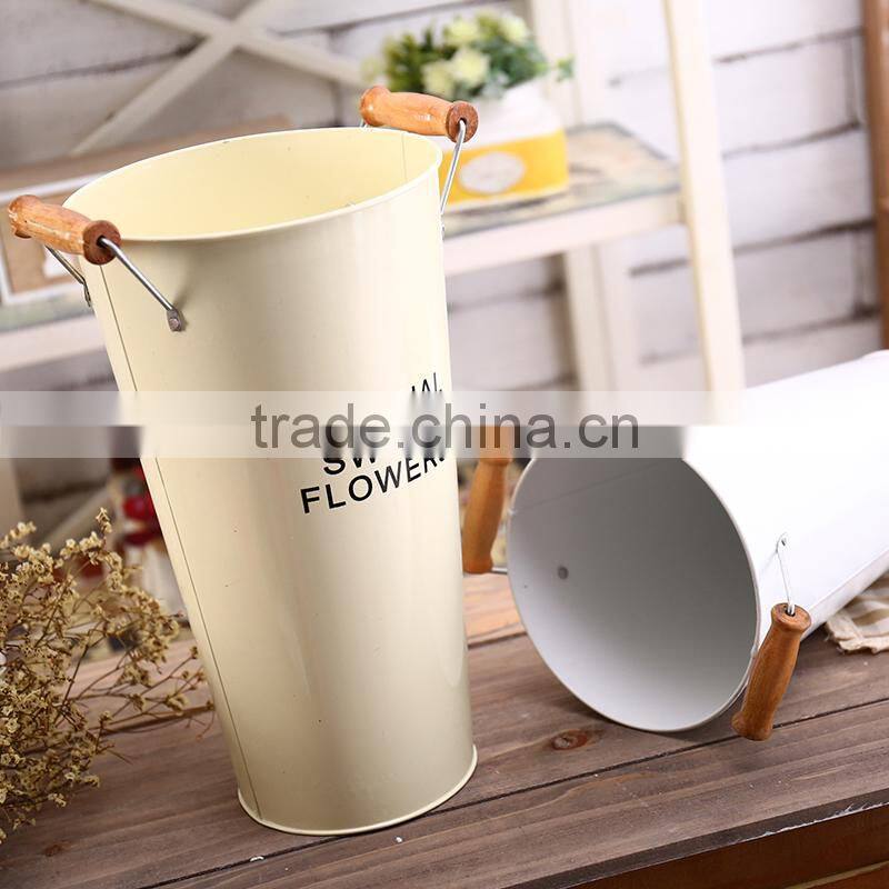 Vintage decorative garden galvanized metal flower pot tall vase planter