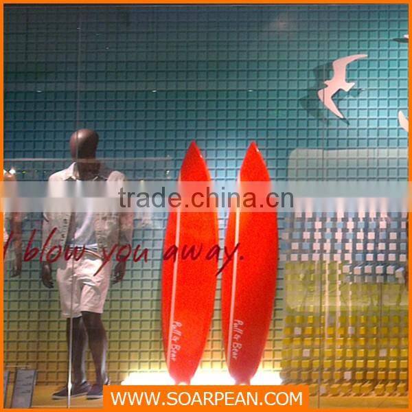 Summer Style Window Disply Props Fiberglass Promotion Surfboard