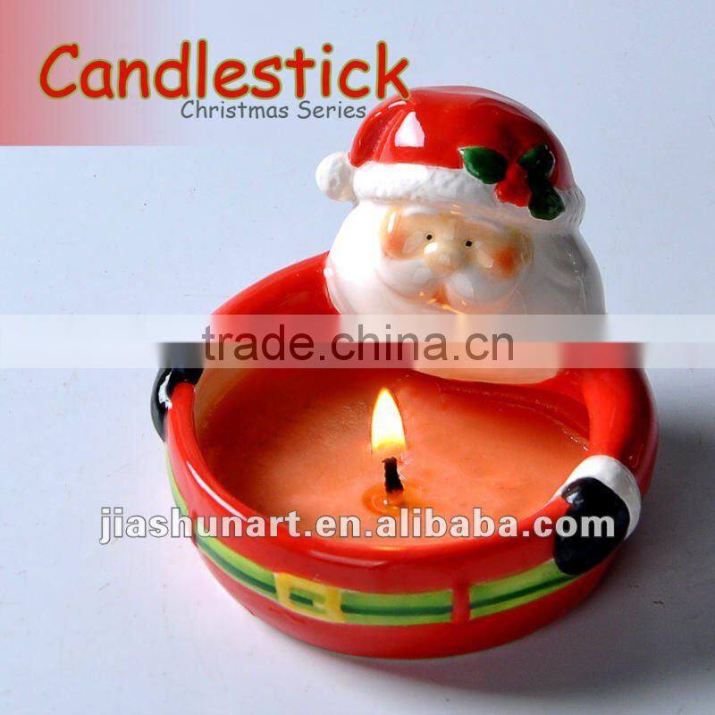Christmas Ornaments Santa Ceramic Candlestick from China
