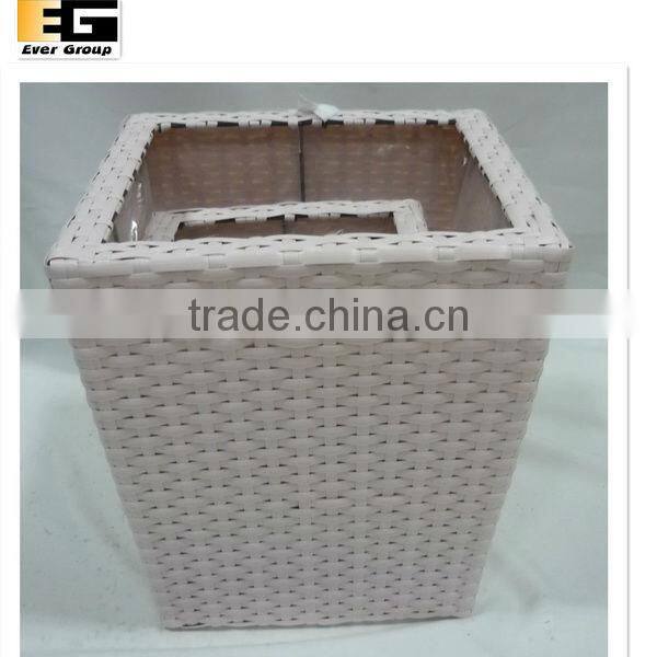 tall dark brown pe rattan woven planter