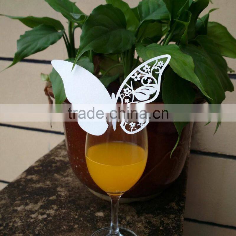 party favors supplier wine glass card laser cut wedding invitation card