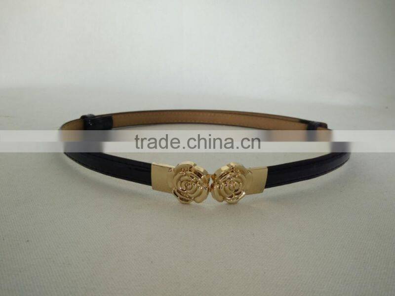 Wholesale colourful flower pattern buckle sex women lady thin PU waist belt