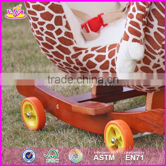 2017 Top fashion toddlers wooden rocking horse with wheels W16D081
