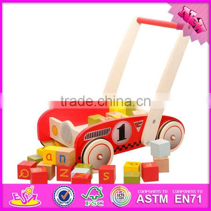 Funny toys toddlers wooden push toy shopping cart W16E068-S