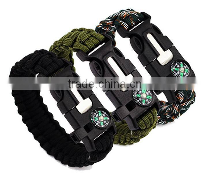 camping/travel/outdoor activity PARACORD BRACELET for emergercy with whistel and compass