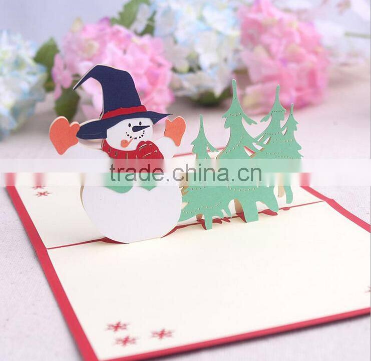 3D Christmas Snowman Christmas Tree Greeting Cards Handmade Christmas Decoration Greeting Card Wholesale