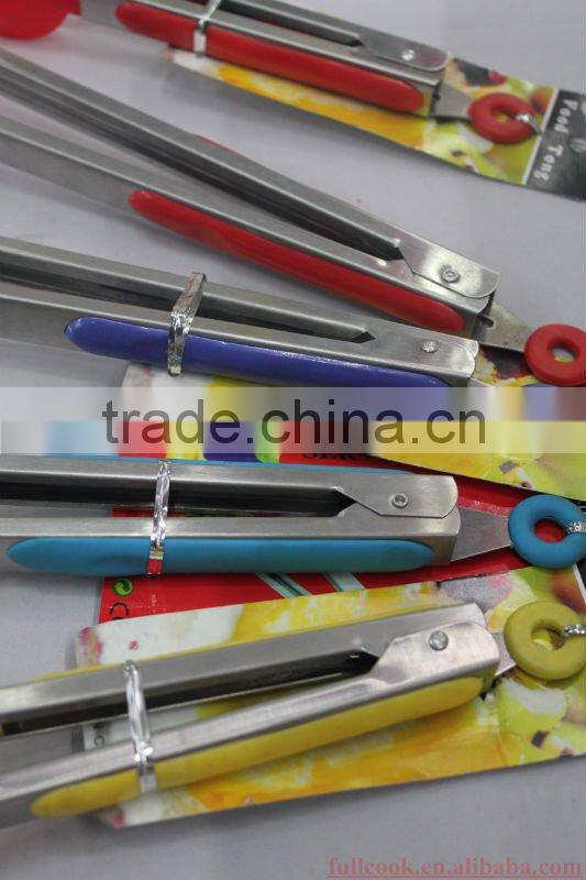 Colorful silicone food tong w/skidproofed handle and different designs