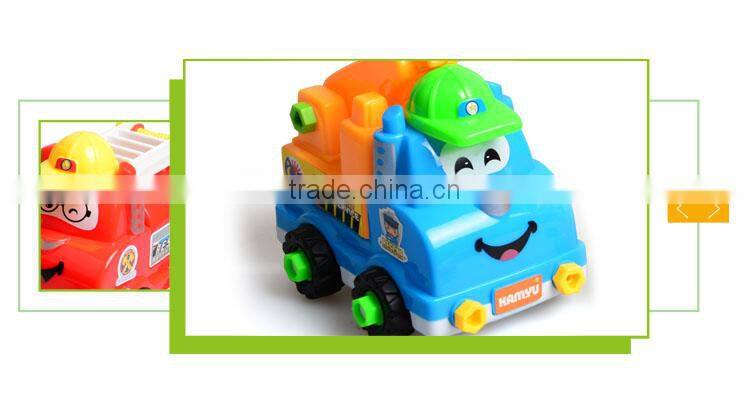 Good selling plastic cartoon car mini self-assembly toys for kids