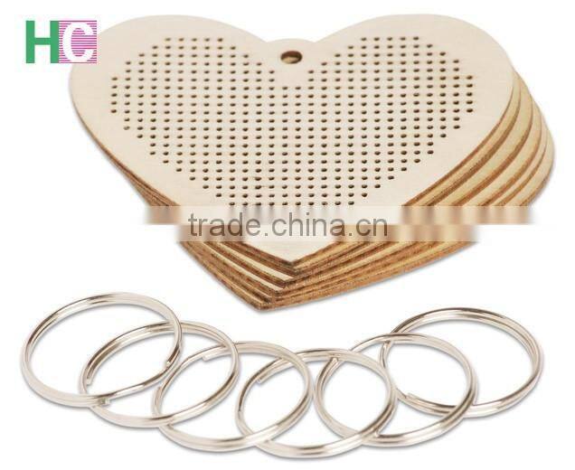 2017 new product wooden cross-stitch key chain for DIY