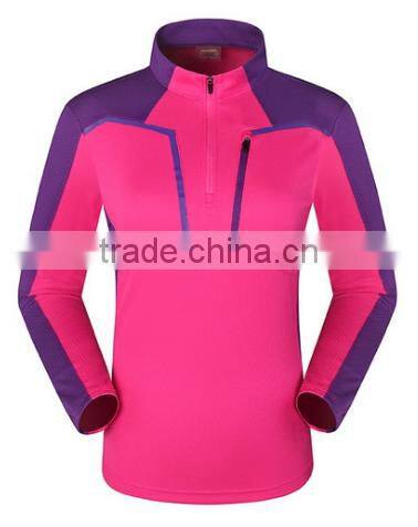 2016 New Long Sleeve Zipper Collar Jerseyes Climbing Hiking Running Camping T-shirt